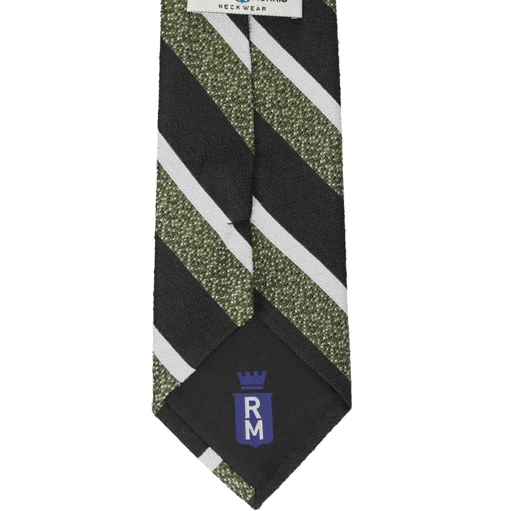 Green and Black Accountant Striped Wool/Silk Necktie sold by TieMart product image thumbnail 3