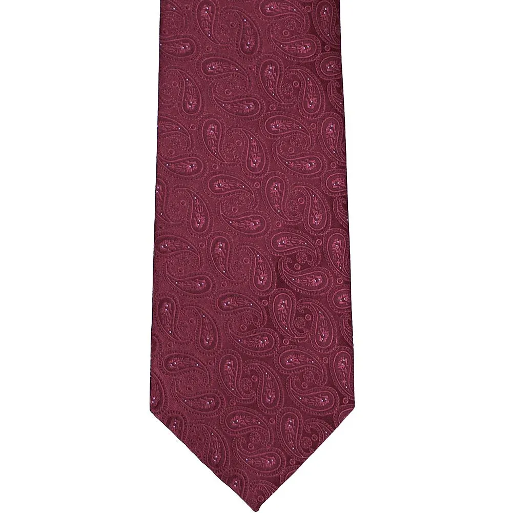 Burgundy Darlene Paisley Extra Long Necktie, 63" Length sold by TieMart product image thumbnail 2