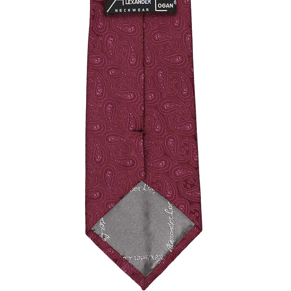 Burgundy Darlene Paisley Extra Long Necktie, 63" Length sold by TieMart product image thumbnail 3