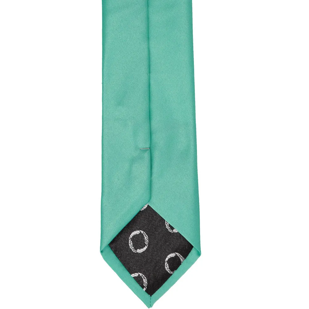 Aquamarine Slim Solid Color Necktie, 2.5" Width sold by TieMart product image thumbnail 4
