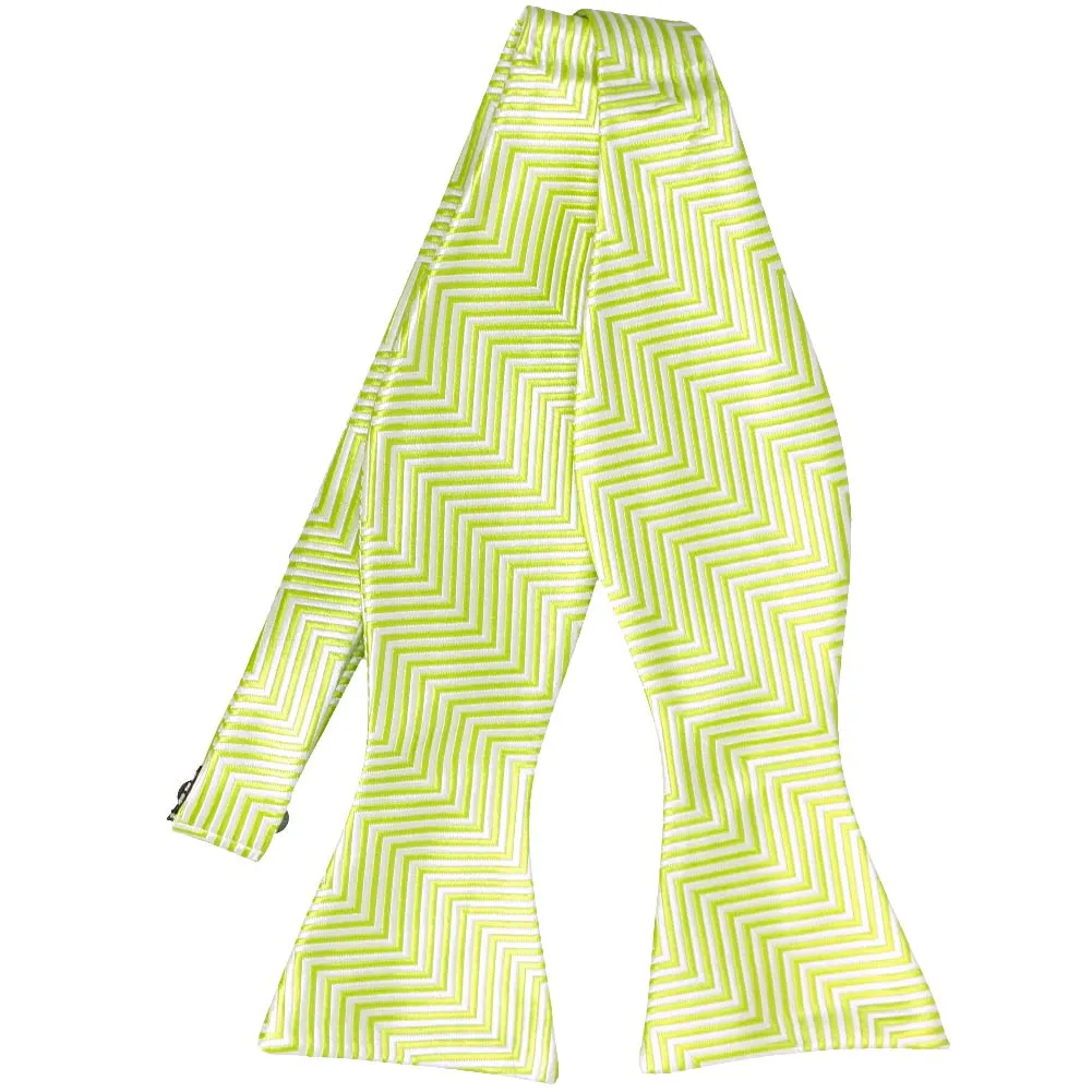 Apple Green Kimberly Chevron Striped Self-Tie Bow Tie sold by TieMart
