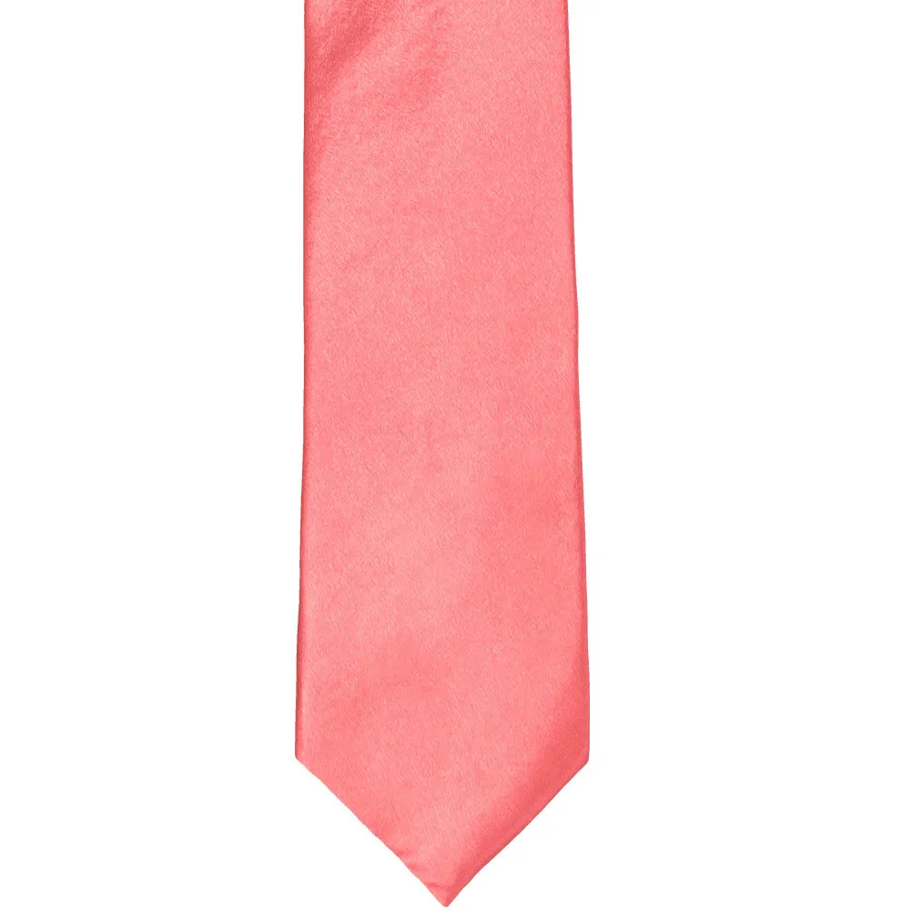 Coral Slim Solid Color Necktie, 2.5" Width sold by TieMart product image thumbnail 2