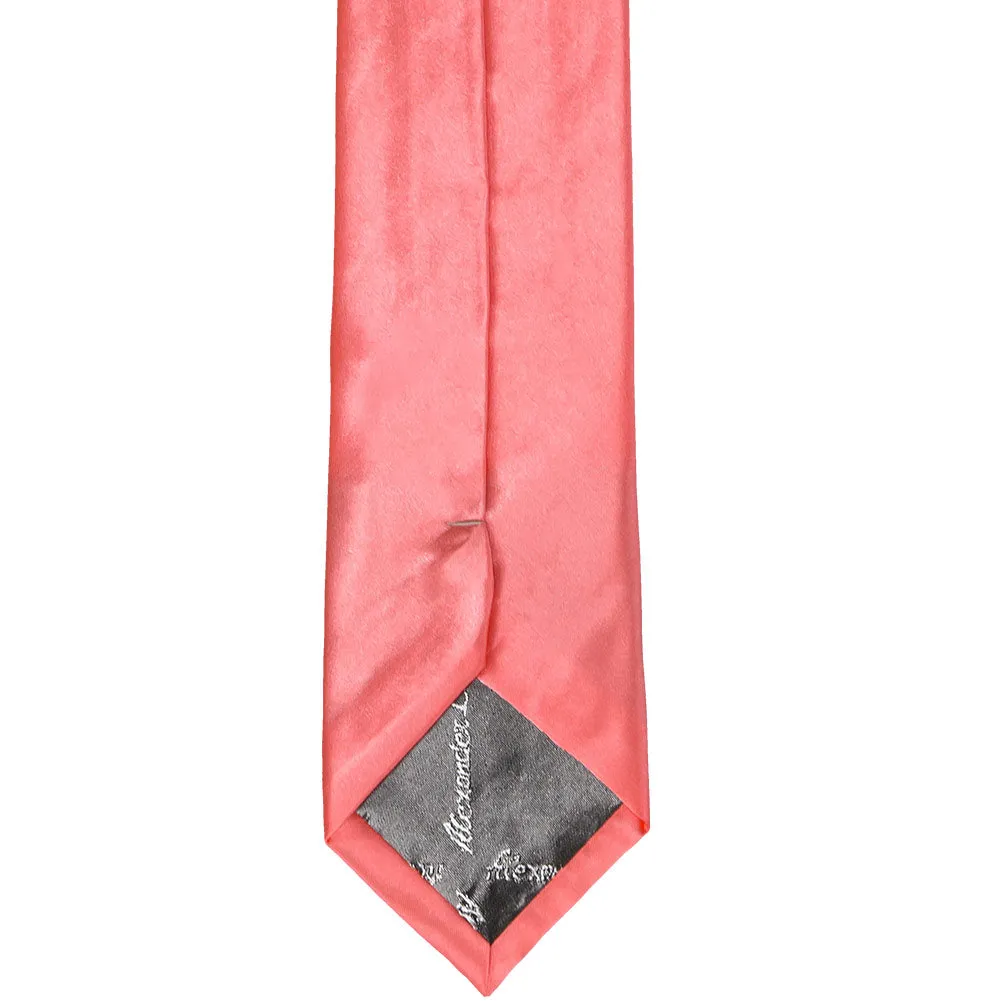 Coral Slim Solid Color Necktie, 2.5" Width sold by TieMart product image thumbnail 4