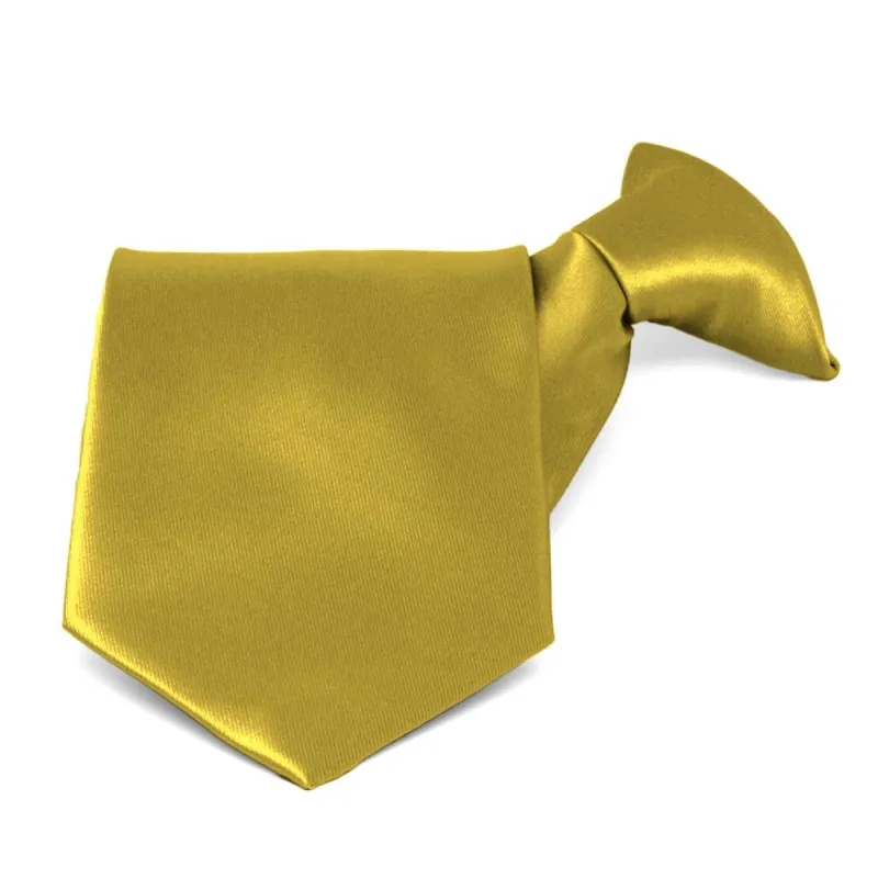 Gold Solid Color Clip-On Tie sold by TieMart