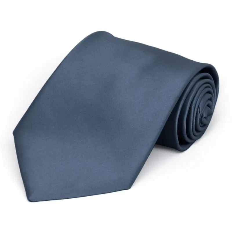 Dusty Blue Premium Extra Long Solid Color Necktie sold by TieMart