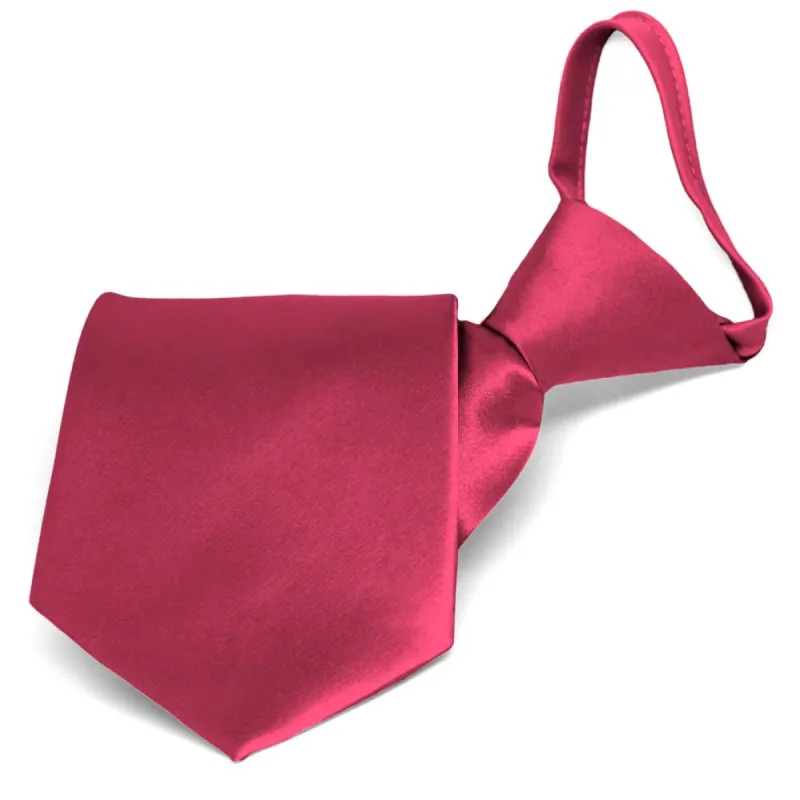 Ruby Red Solid Color Zipper Tie sold by TieMart