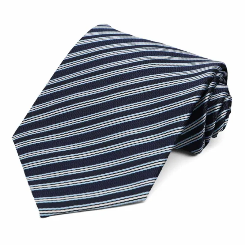 Navy Blue Alice Striped Necktie sold by TieMart