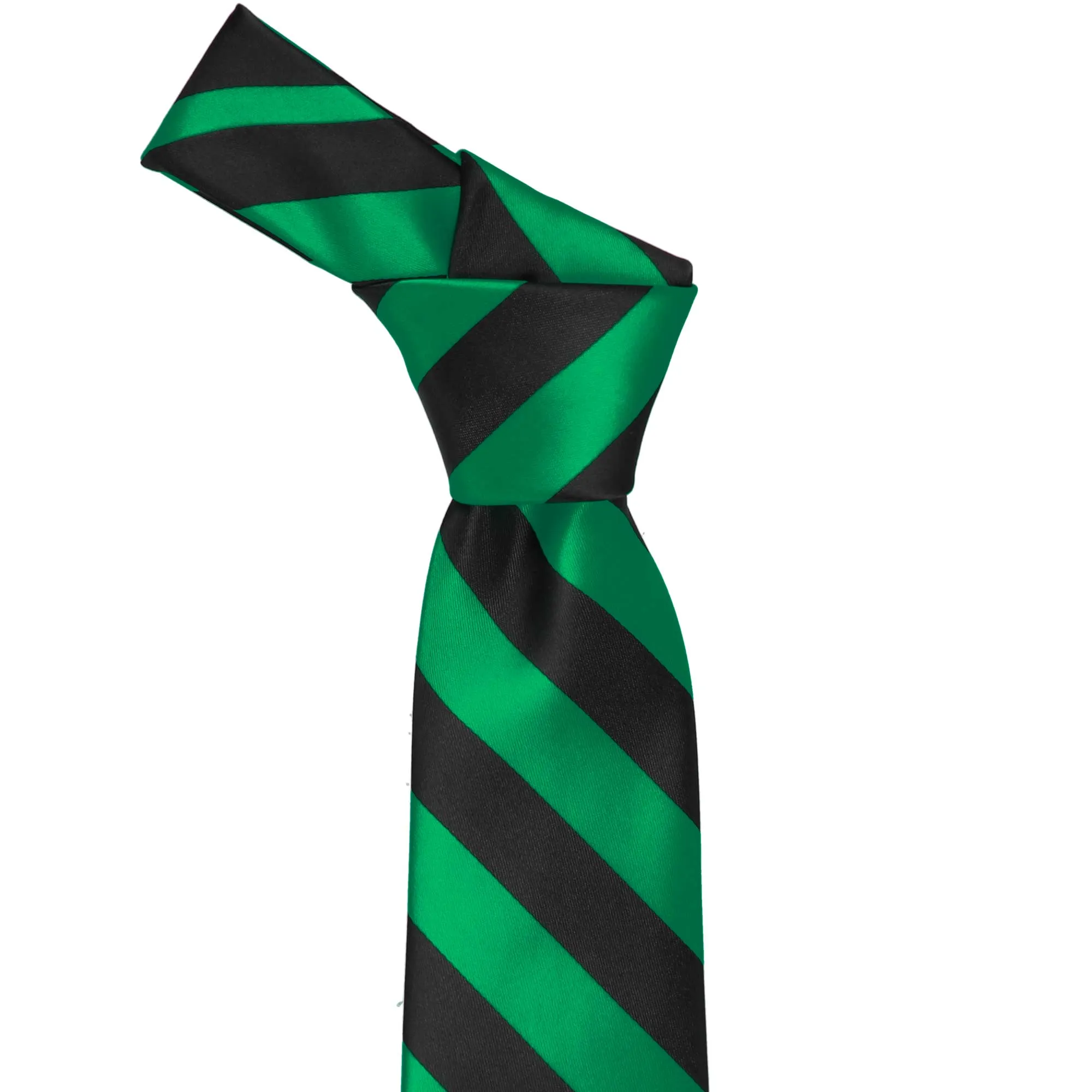 Kelly Green and Black Striped Tie sold by TieMart product image thumbnail 2