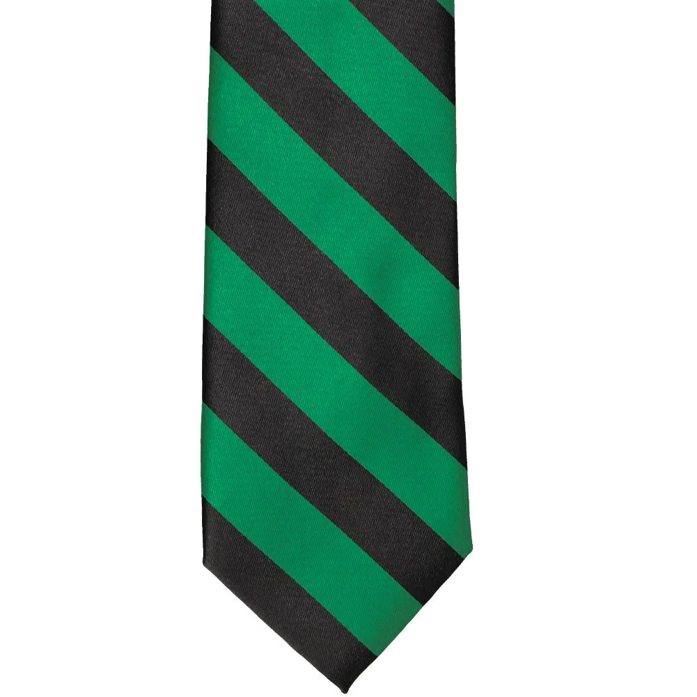 Kelly Green and Black Striped Tie sold by TieMart product image thumbnail 3