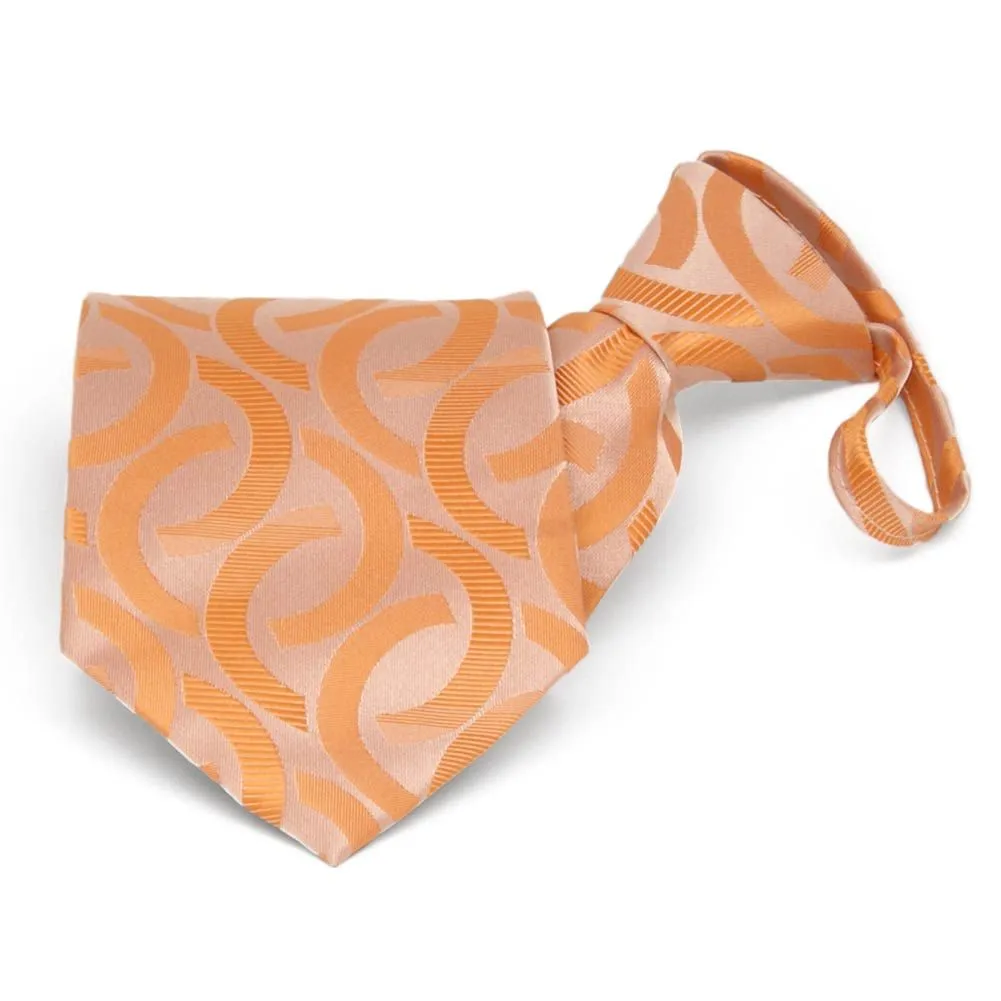 Bright Tangerine Kay Link Pattern Zipper Tie sold by TieMart