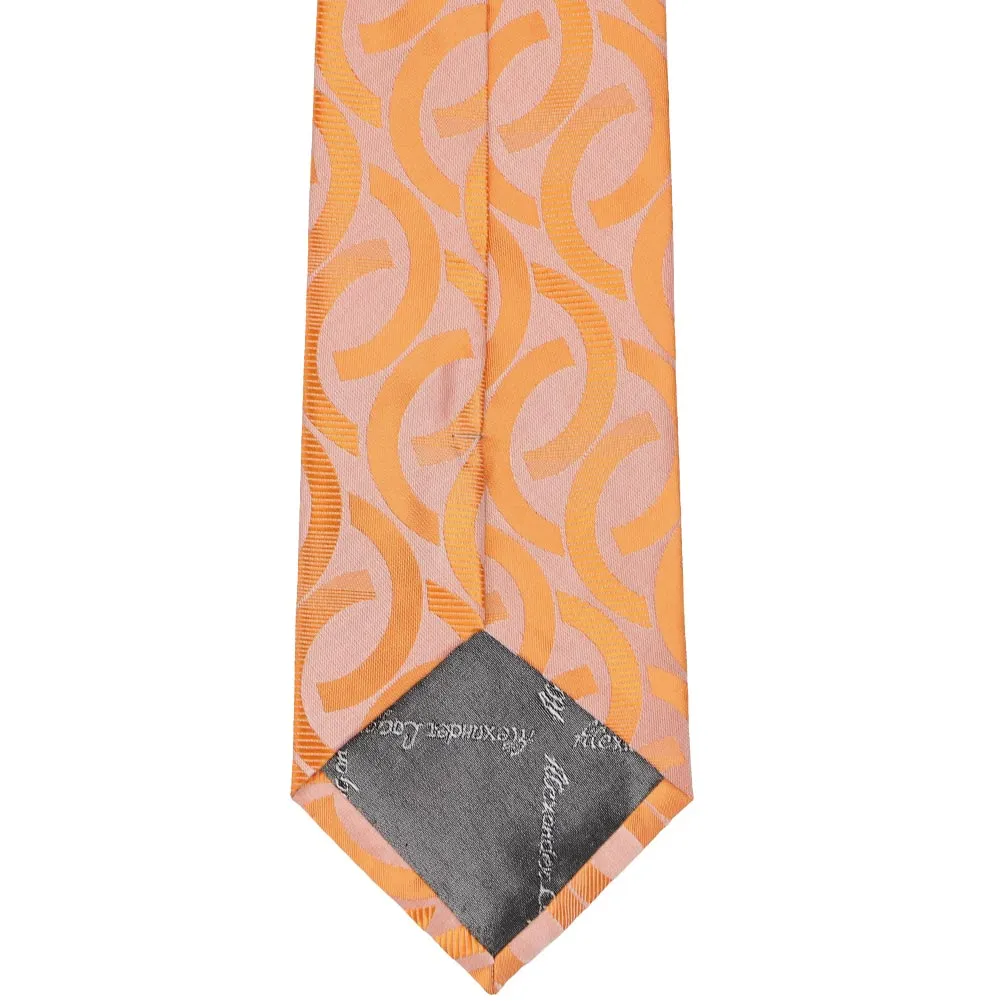 Bright Tangerine Kay Link Pattern Zipper Tie sold by TieMart product image thumbnail 3