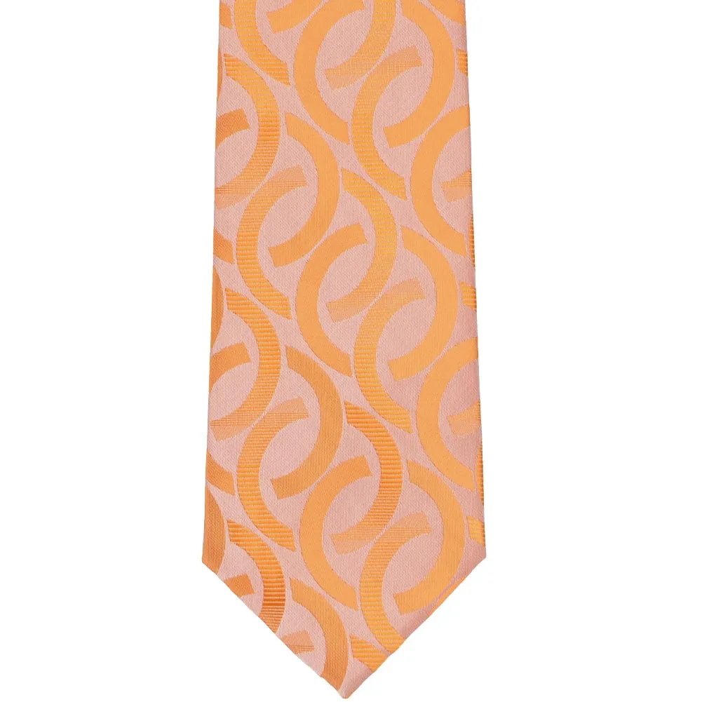 Bright Tangerine Kay Link Pattern Zipper Tie sold by TieMart product image thumbnail 2