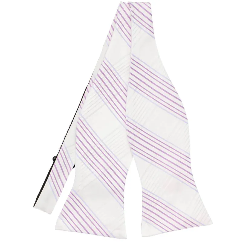 White Jeffrey Plaid Self-Tie Bow Tie sold by TieMart