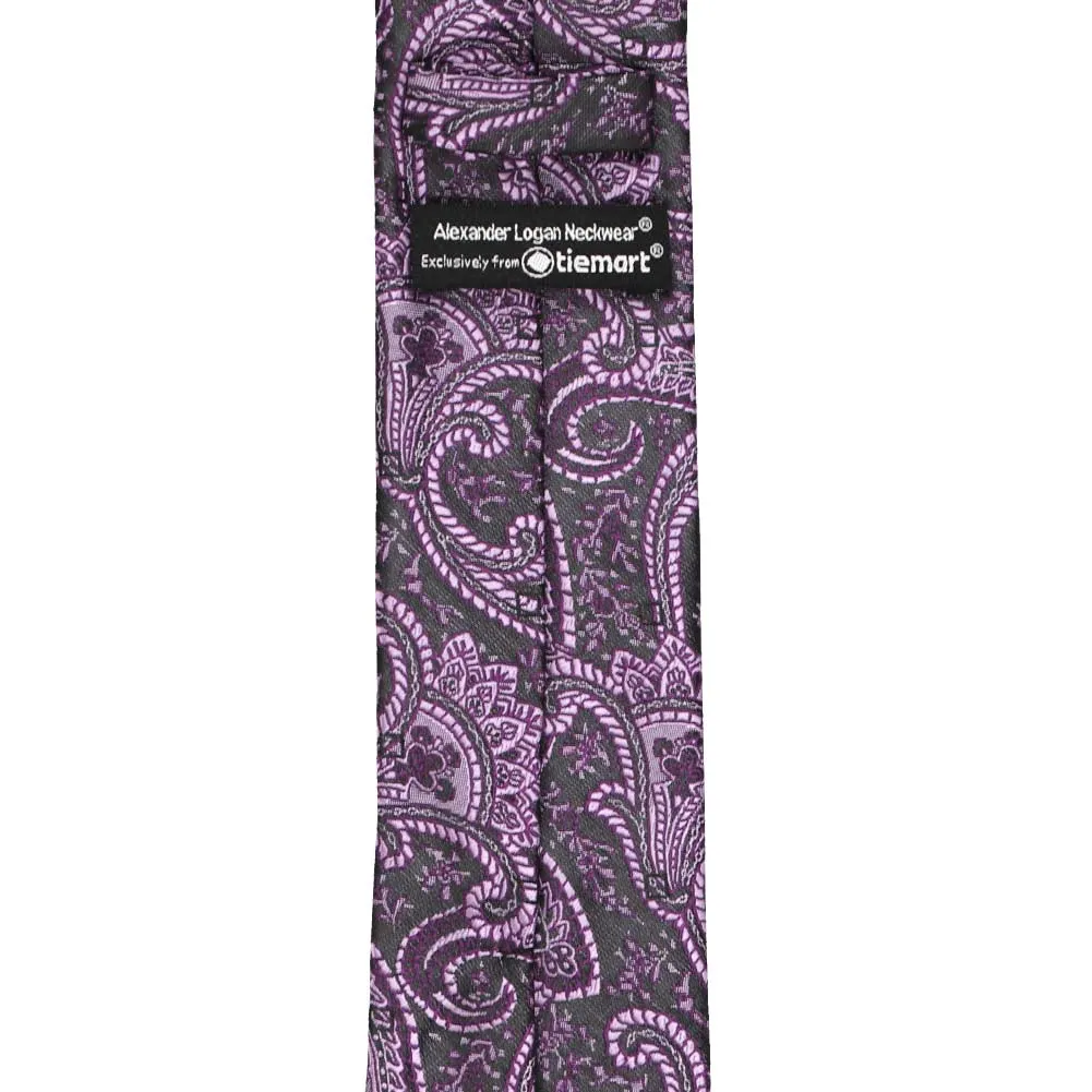 Eggplant Purple Clara Paisley Slim Necktie, 2.5" Width sold by TieMart product image thumbnail 3
