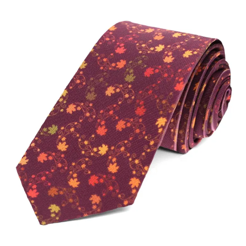 Autumn Leaves Slim Necktie, 2.5" Width sold by TieMart