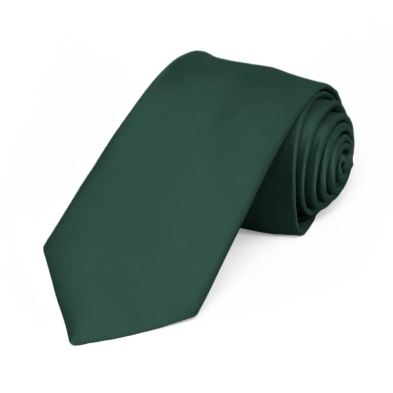 Hunter Green Premium Slim Necktie, 2.5" Width sold by TieMart