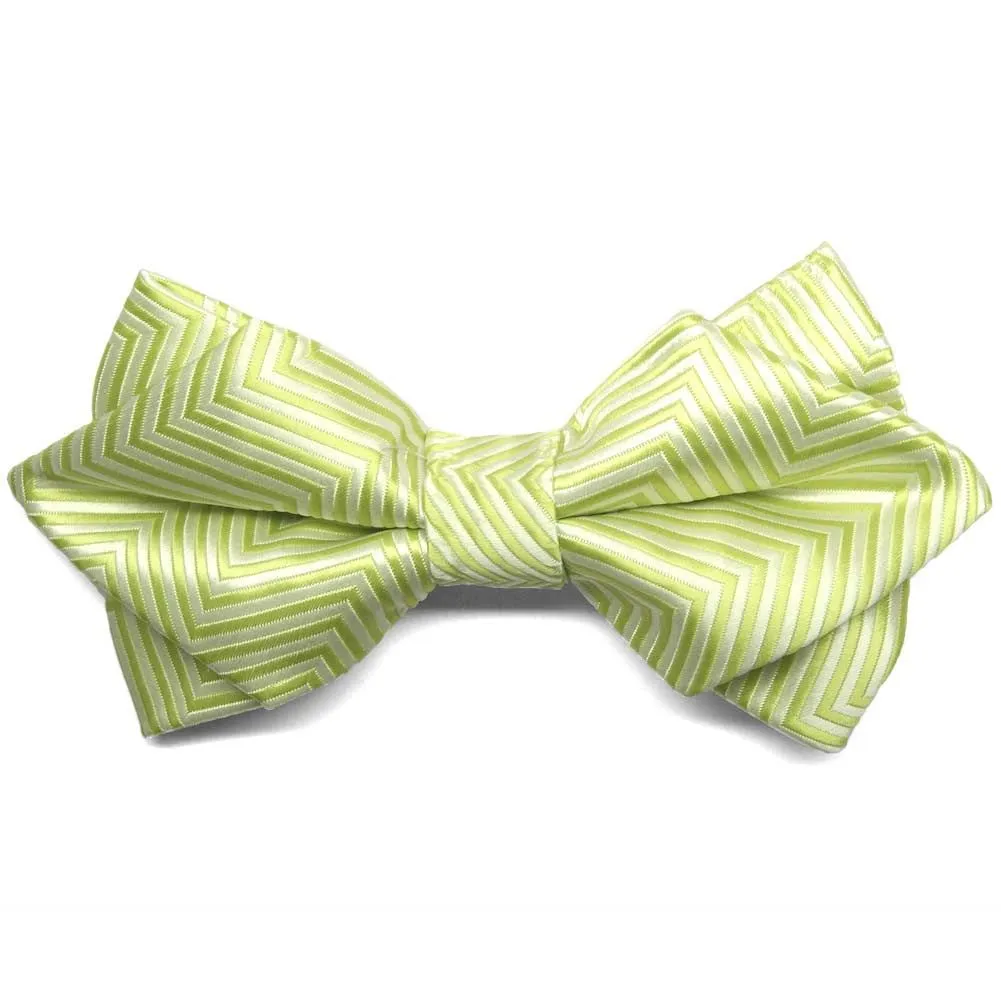 Apple Green Kimberly Chevron Striped Diamond Tip Bow Tie sold by TieMart