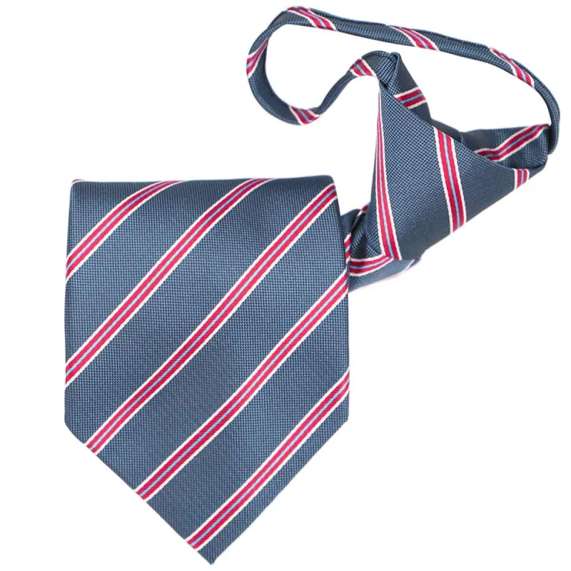 Denim Blue Melvin Striped Zipper Tie sold by TieMart
