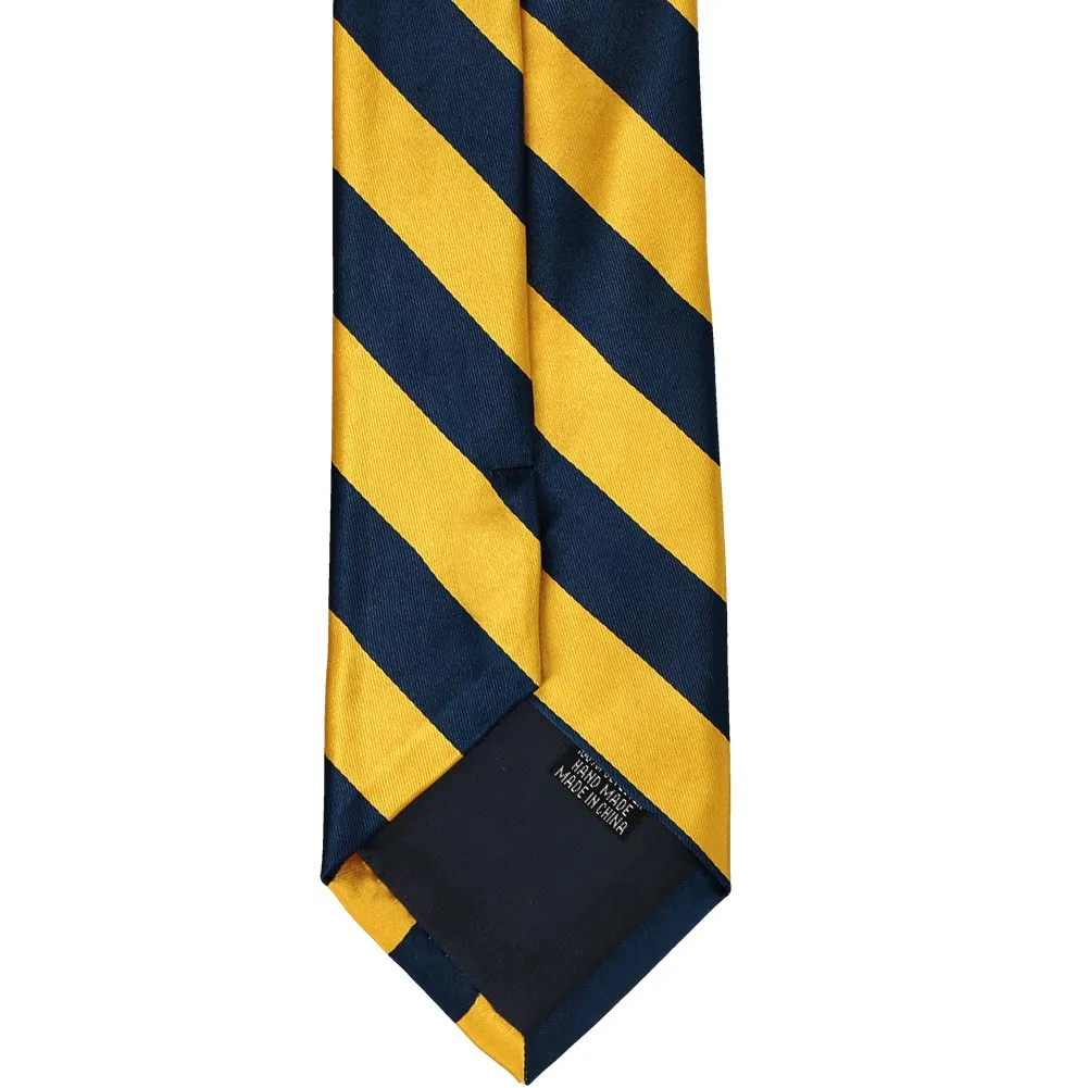 Navy Blue and Golden Yellow Striped Tie sold by TieMart product image thumbnail 5