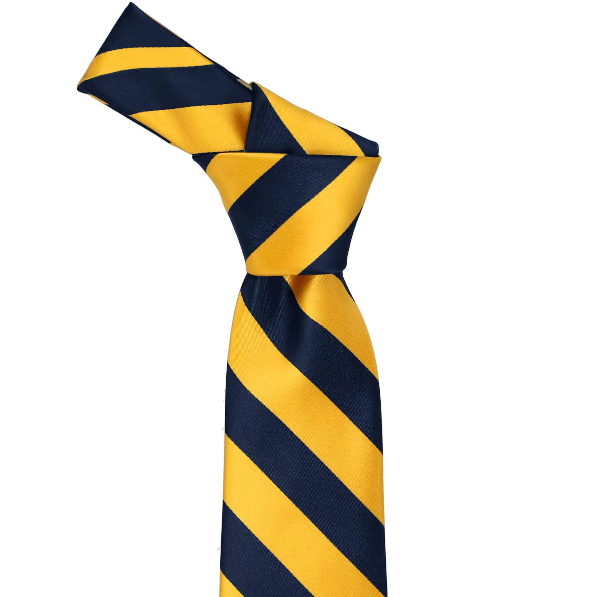 Navy Blue and Golden Yellow Striped Tie sold by TieMart product image thumbnail 2