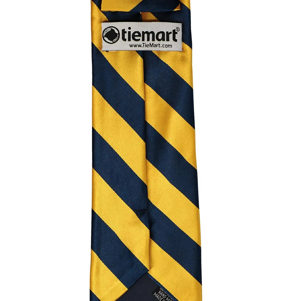 Navy Blue and Golden Yellow Striped Tie sold by TieMart product image thumbnail 4