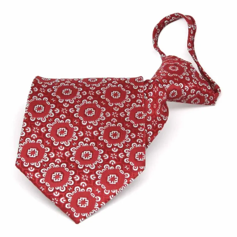 Red Emma Floral Pattern Zipper Tie sold by TieMart