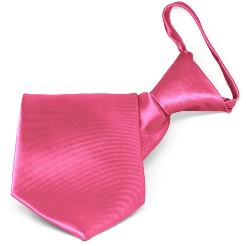 Hot Pink Solid Color Zipper Tie sold by TieMart