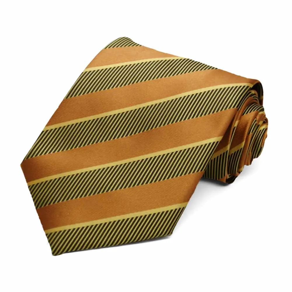 Antique Gold and Light Gold Lancer Striped Necktie sold by TieMart