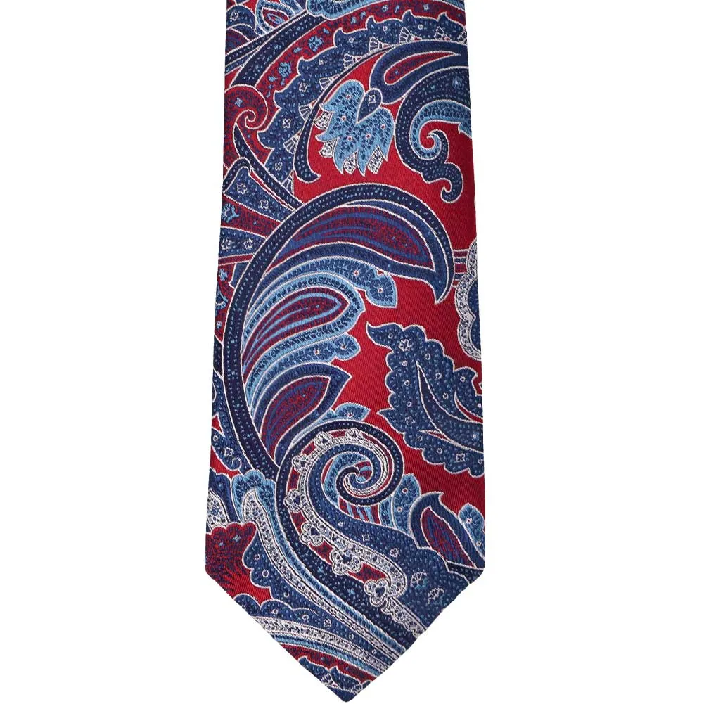 Crimson Red Sergeant Paisley Silk Extra Long Necktie sold by TieMart product image thumbnail 2