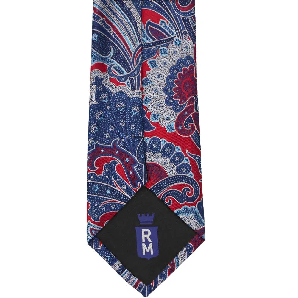 Crimson Red Sergeant Paisley Silk Extra Long Necktie sold by TieMart product image thumbnail 3