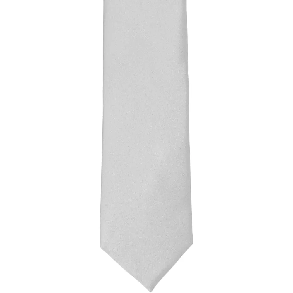 Silver Silk Slim Necktie, 2.5" Width sold by TieMart product image thumbnail 2