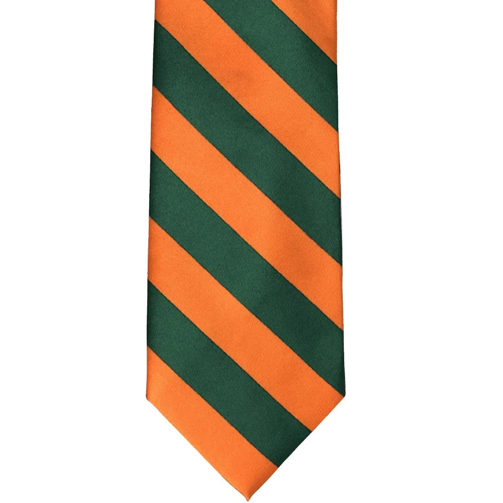 Florida Orange and Dark Green Extra Long Striped Tie sold by TieMart product image thumbnail 2