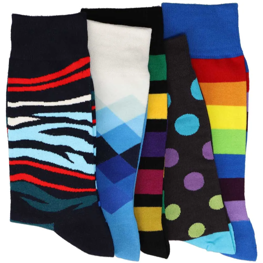 Men’s Funky Pattern Socks, 5-Pack sold by TieMart