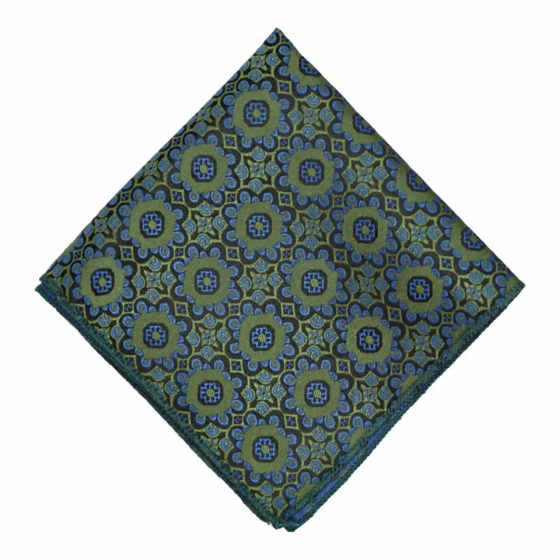 Avocado Green Emma Floral Pattern Pocket Square sold by TieMart