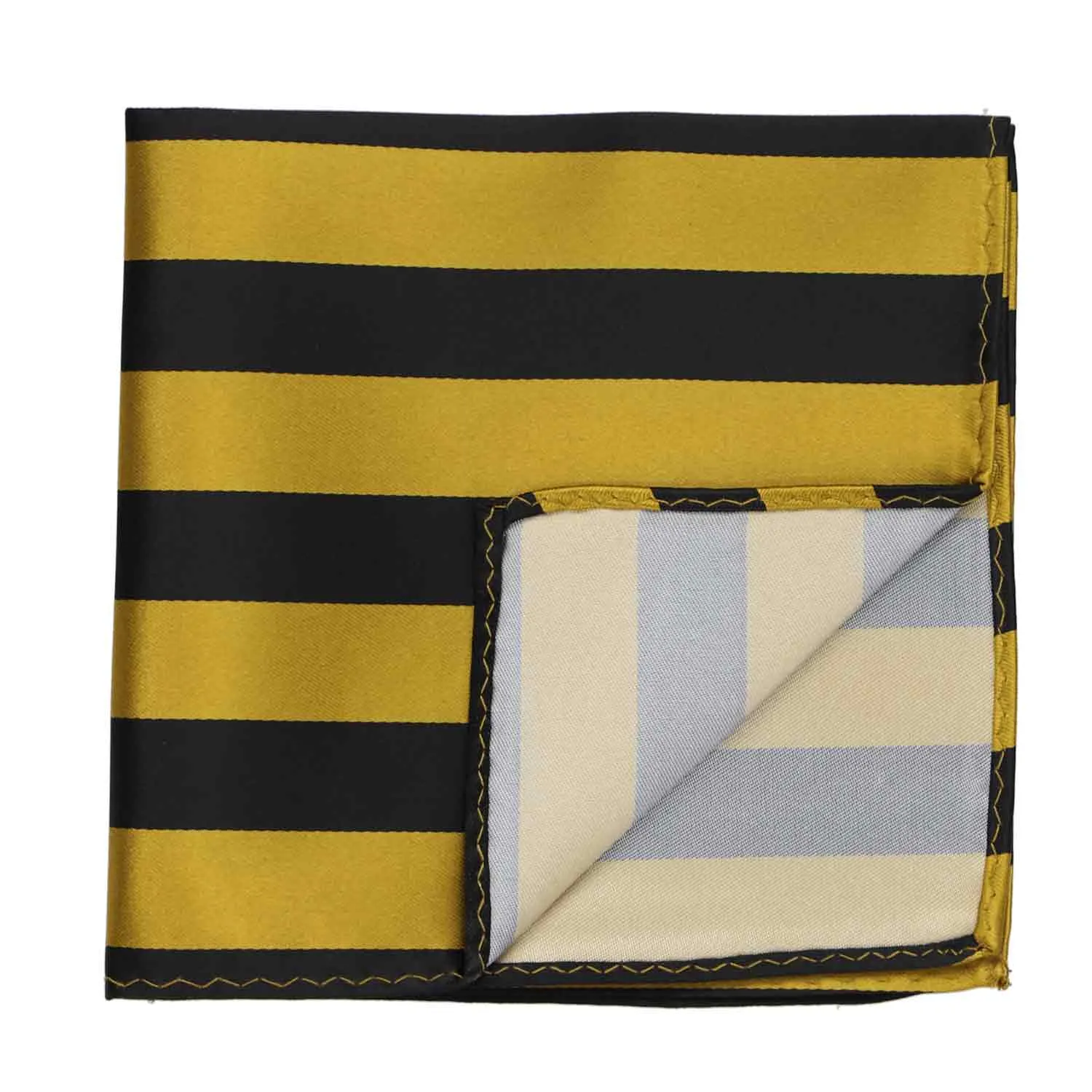 Black and Gold Striped Pocket Square sold by TieMart product image thumbnail 2