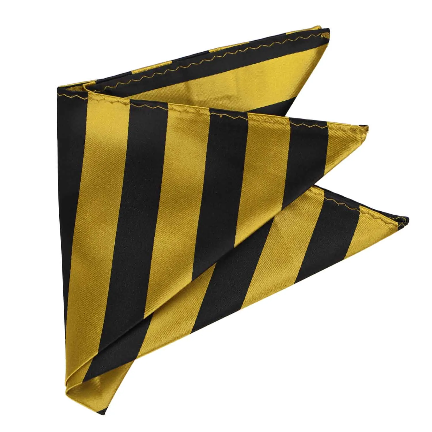 Black and Gold Striped Pocket Square sold by TieMart product image thumbnail 3