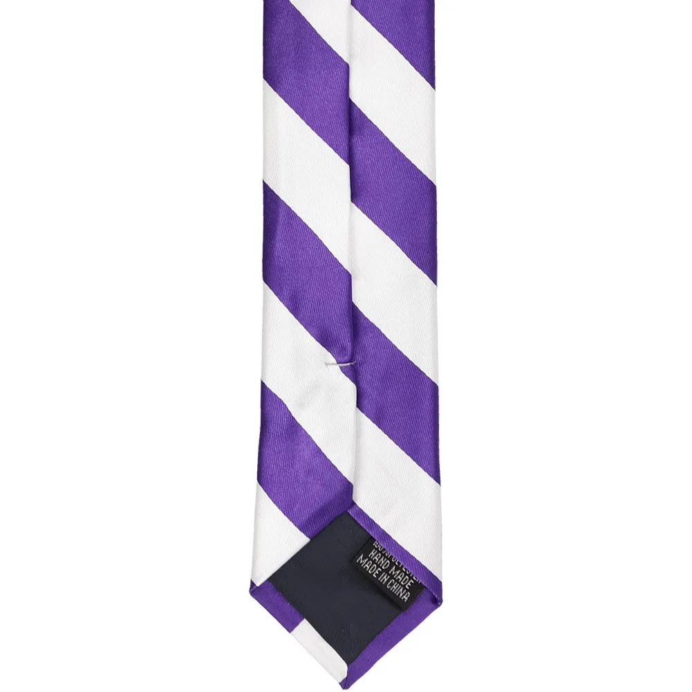 Purple and White Striped Skinny Tie, 2" Width sold by TieMart product image thumbnail 4