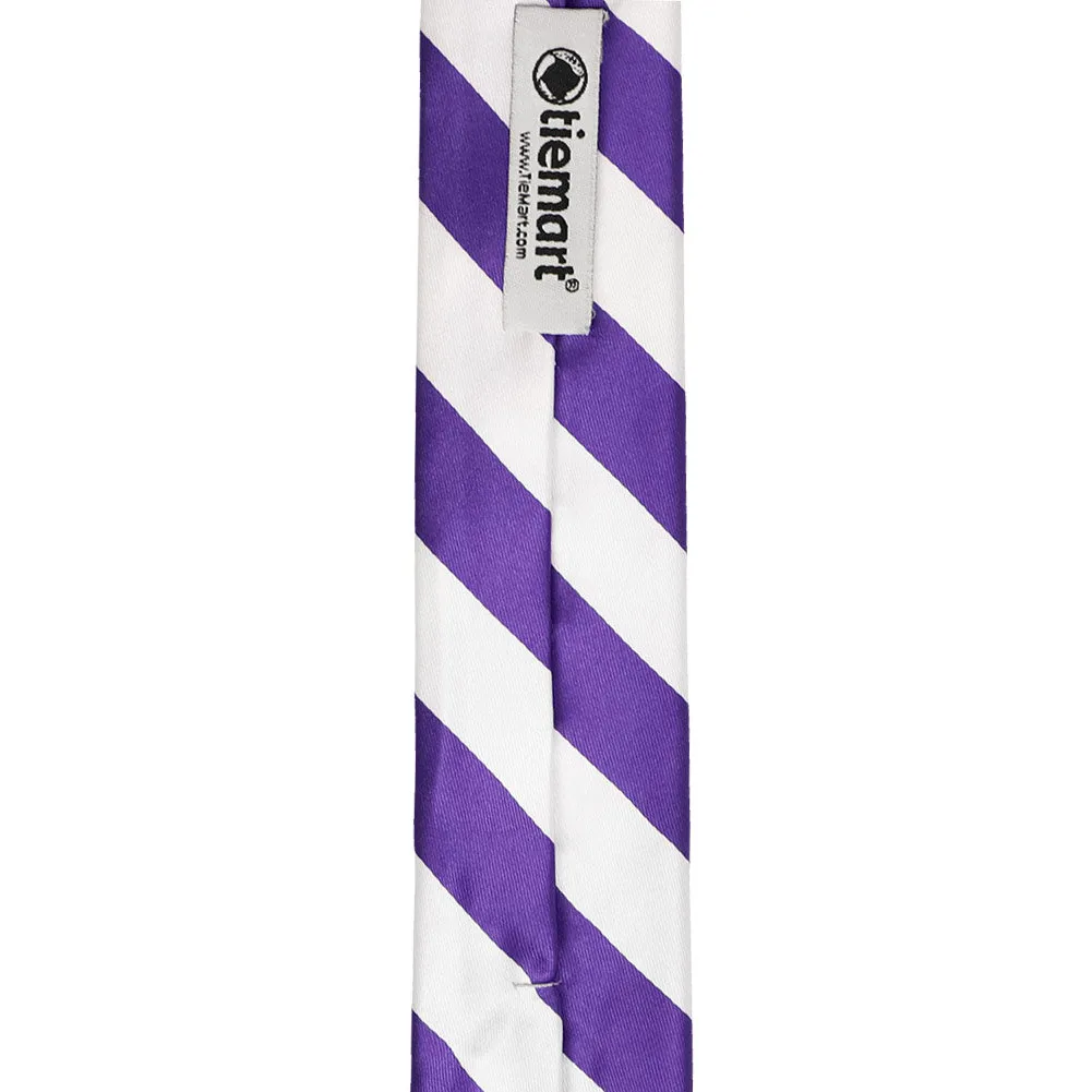 Purple and White Striped Skinny Tie, 2" Width sold by TieMart product image thumbnail 3