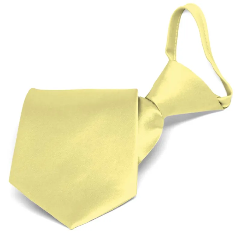 Butter Yellow Solid Color Zipper Tie sold by TieMart