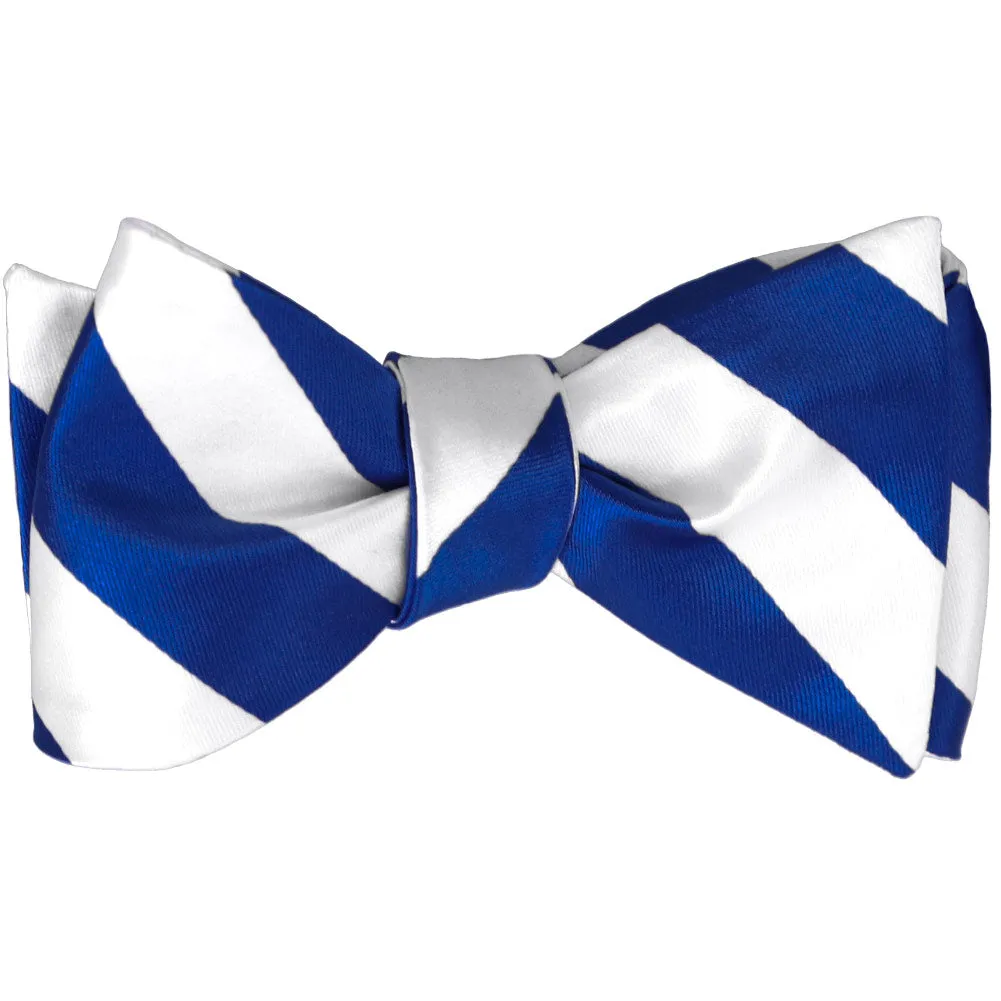 Royal Blue and White Striped Self-Tie Bow Tie sold by TieMart product image thumbnail 2