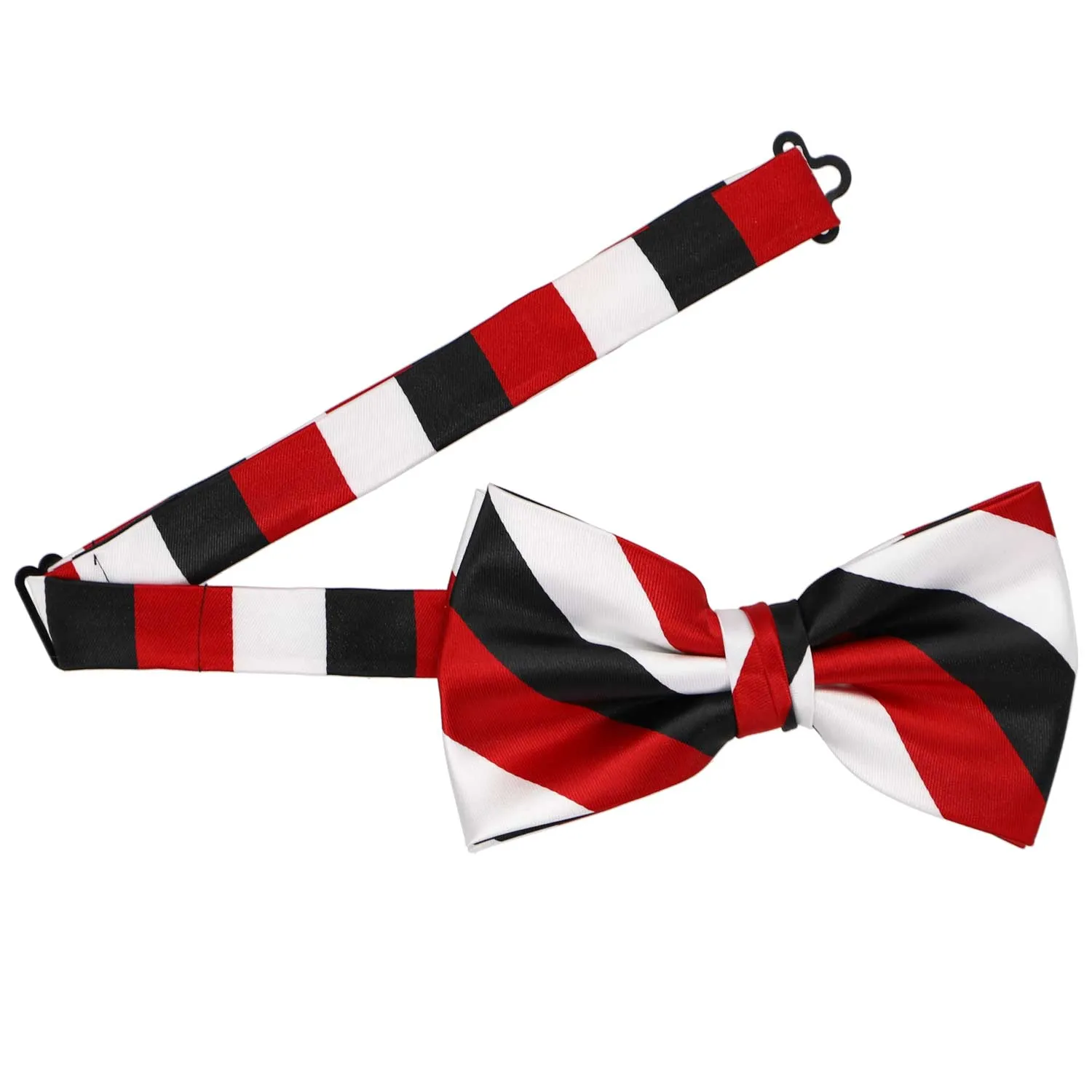 Red, Black and White Striped Bow Tie sold by TieMart product image thumbnail 3