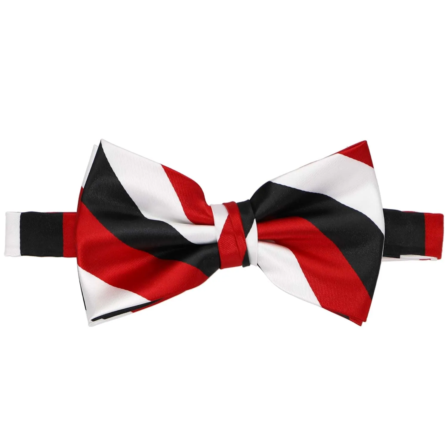 Red, Black and White Striped Bow Tie sold by TieMart product image thumbnail 2