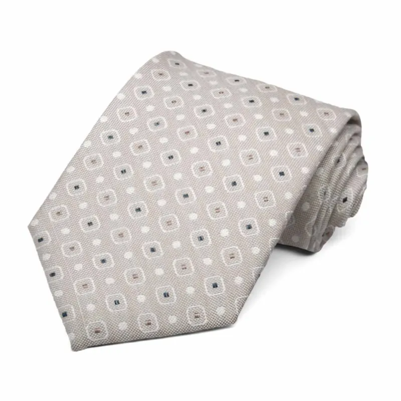Beige Assembler Check Wool/Silk Necktie sold by TieMart