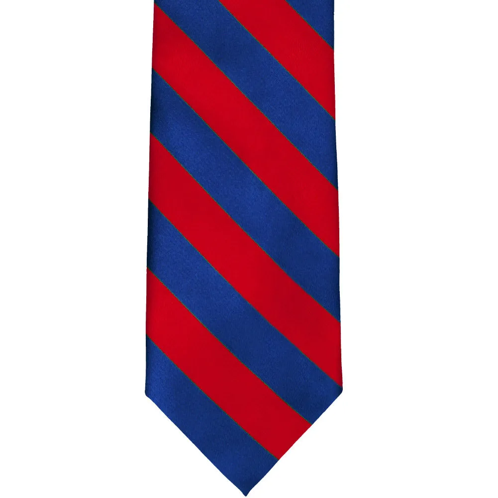 Red and Royal Blue Striped Tie sold by TieMart product image thumbnail 3