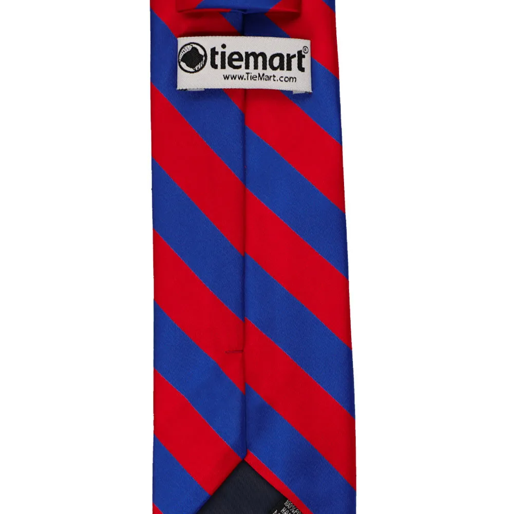 Red and Royal Blue Striped Tie sold by TieMart product image thumbnail 4