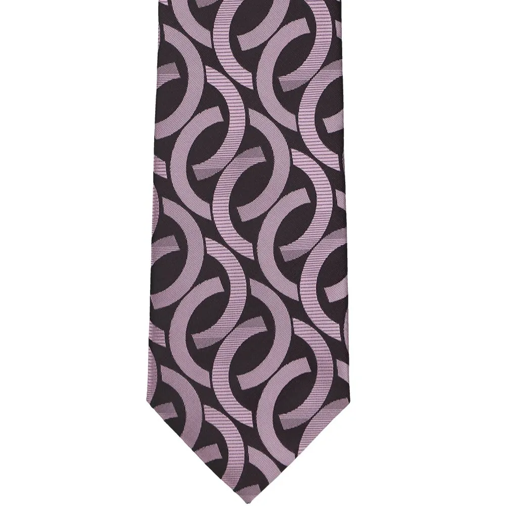 Dark Lavender Kay Link Pattern Extra Long Necktie sold by TieMart product image thumbnail 2