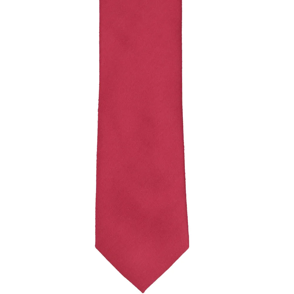 Red Cotton/Silk Slim Necktie, 2.5" Width sold by TieMart product image thumbnail 2