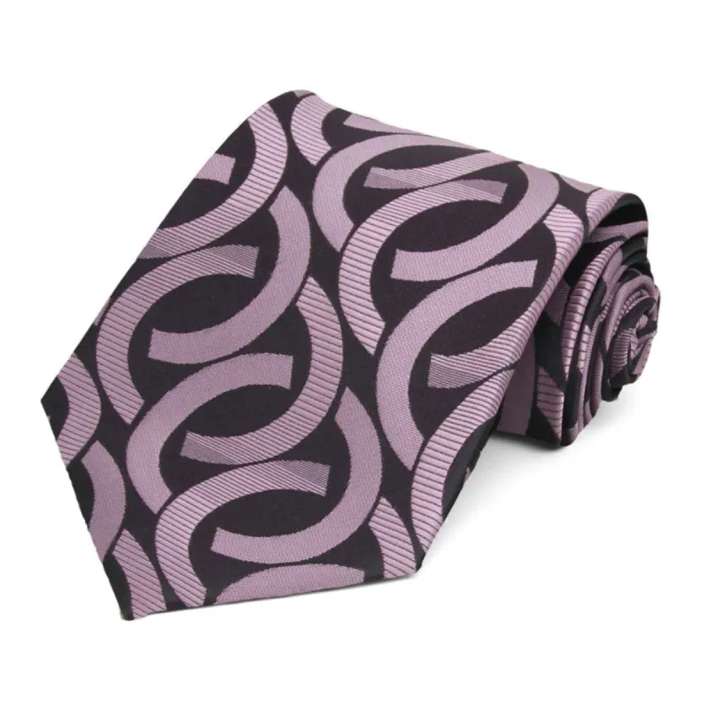 Dark Lavender Kay Link Pattern Extra Long Necktie sold by TieMart