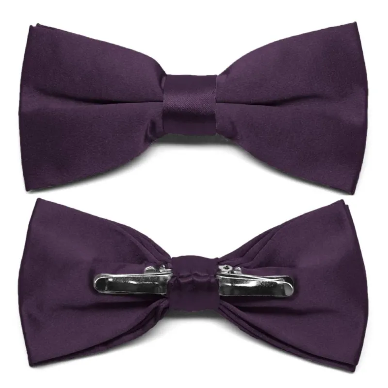 Eggplant Purple Clip-On Bow Tie sold by TieMart