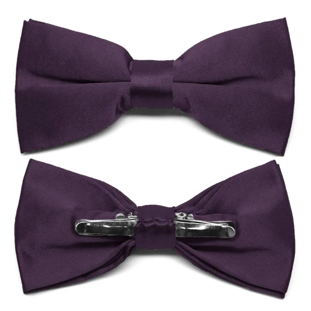 Eggplant Purple Clip-On Bow Tie sold by TieMart